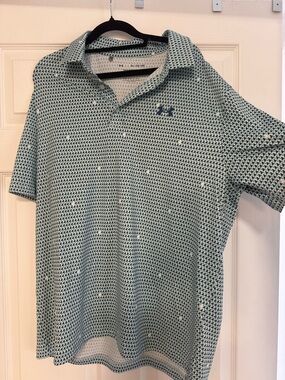 Under Armour Men's Teal Patterned Short-Sleeve Polo